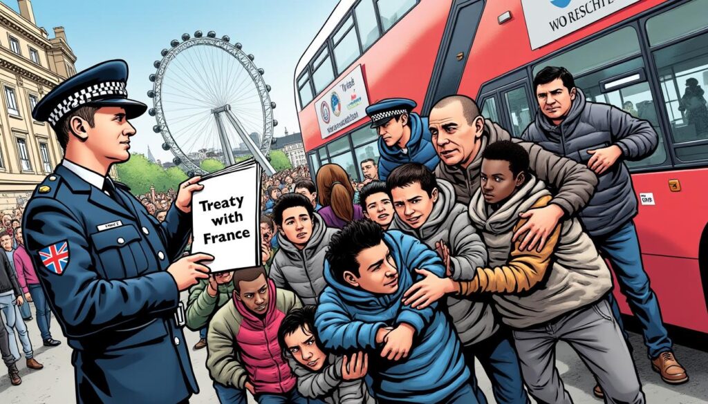 découvrez comment londres a procédé à l'arrestation des premiers migrants en application du nouveau traité avec la france. explorez les implications de cette décision sur la migration et les relations entre les deux pays.