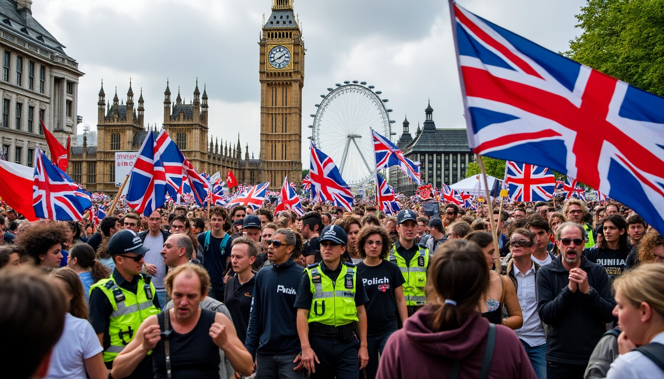 découvrez comment l'appel à la mobilisation du militant d'extrême droite tommy robinson a provoqué un afflux massif à londres, suscitant inquiétudes et réactions des autorités.